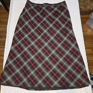 Sag Harbor Red and Black Plaid A-Line Midi Skirt